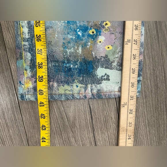 Free People Tennessee Low Rise Illusion Jeans Floral Canvas Paint Splatter Sz 26 - Picture 7 of 10